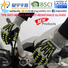 Перчатки с защитой от порезов и противокновения, 13G Hppe Shell Cut-Level 5, Sandy Nitrile с покрытием лаком, анти-ударный TPR на спине Механические перчатки